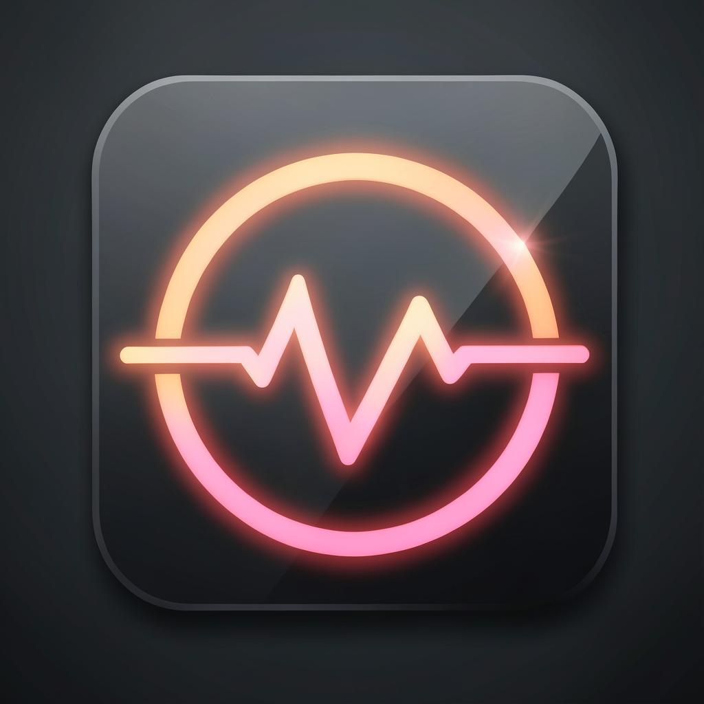 Pulse Sync app icon with a glowing coral heartbeat pulse ring